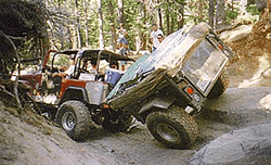 Jeep hauling a trailer